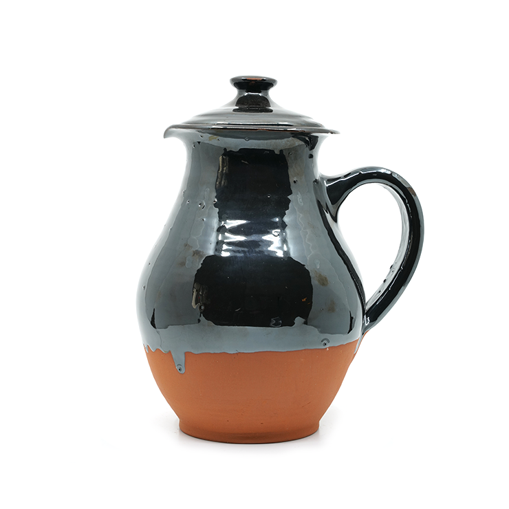 Handcrafted Black Glazed Clay Pitcher 1000 ml | Dirtique