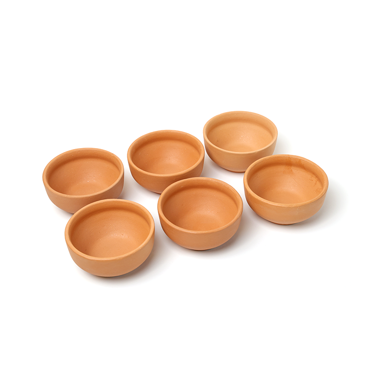 Unglazed Clay Bowls Set of 6 Pieces